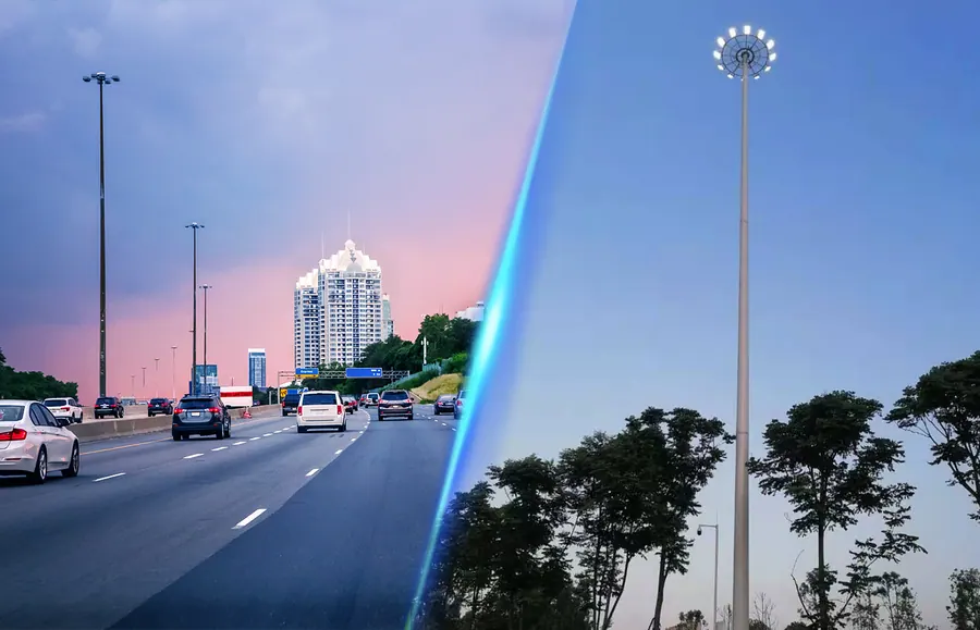 Road and transit high mast lighting application imagery from the XINTONG website